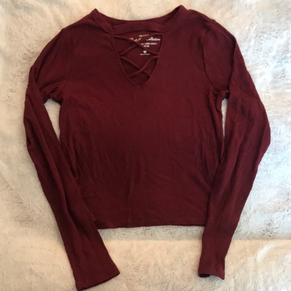 Maroon long sleeve Hollister top